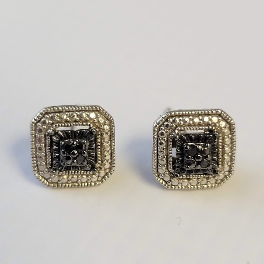 Kay Jewelers Sterling Silver Plated Diamond Earrings